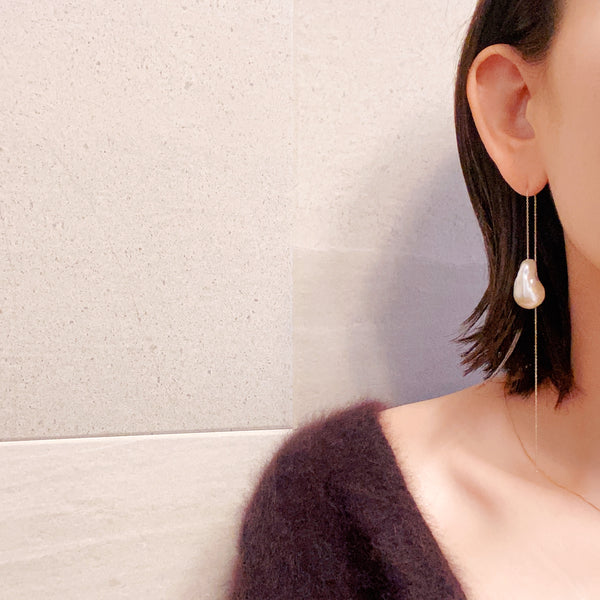 No.19 baroque  pearl long  weddingピアス イヤリング - hikari pearl.