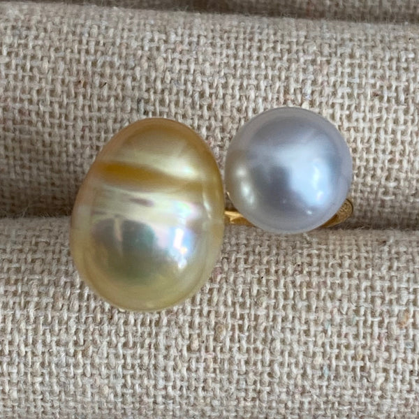 一点もの South Sea pearl  double  pearl ring  リング - hikari pearl.