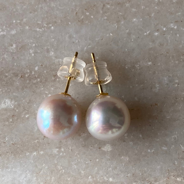 一点もの k18 Akoya  pearl nudeピアス - hikari pearl.