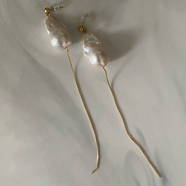 No.16 oyster baroque  pearl long wedding ピアス イヤリング - hikari pearl.
