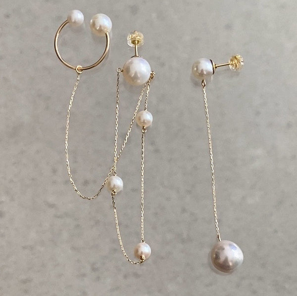 Fresh water  pearl asymmetry イヤーカフ ピアス イヤリング - hikari pearl.