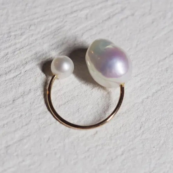 Fresh water Baroque double  pearl イヤーカフ リング - hikari pearl.
