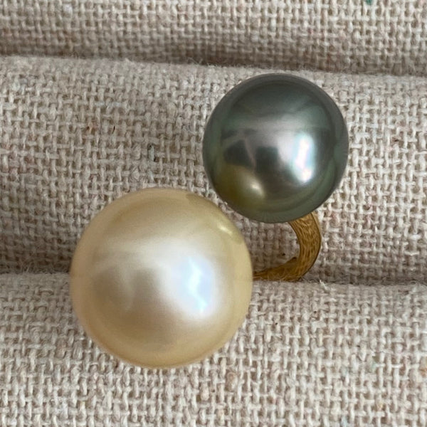 一点もの South Sea pearl Tahiti  double  pearl リング - hikari pearl.