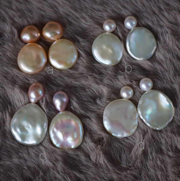 k18 natural  white pearl twin ピアス - hikari pearl.