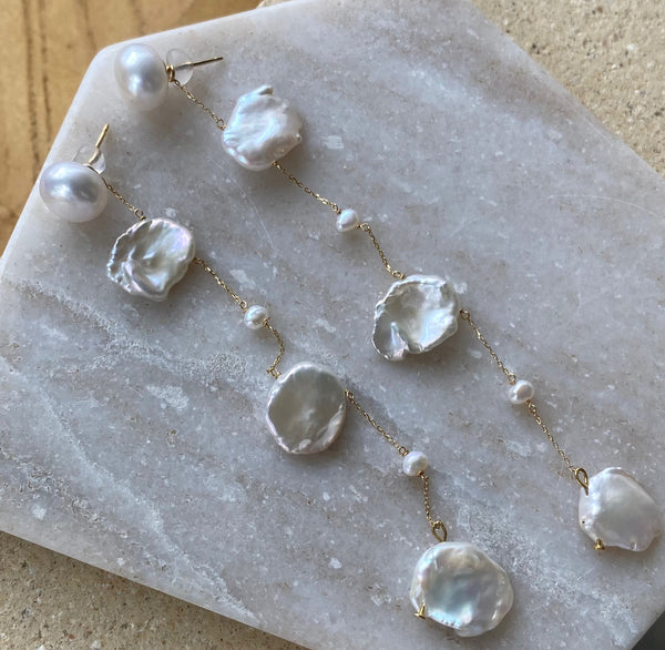 No.6 station  pearl long weddingピアス イヤリング - hikari pearl.