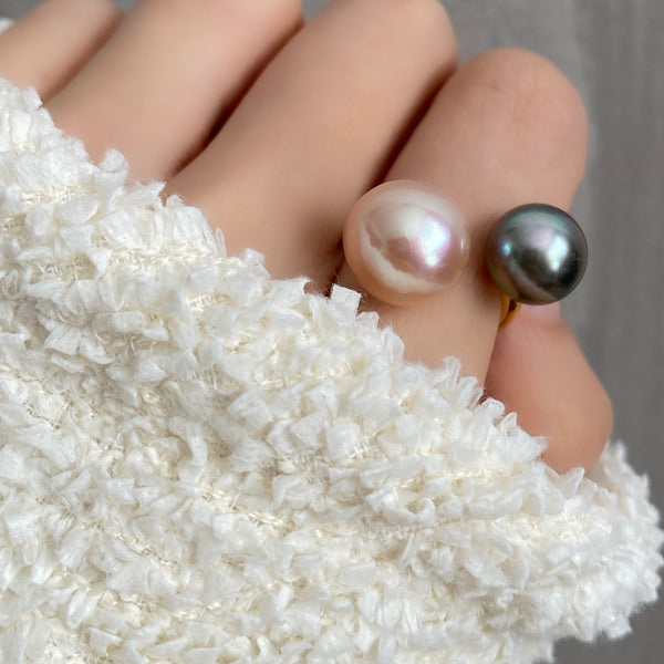 一点もの pink  pearl Tahiti  double  pearl リング - hikari pearl.