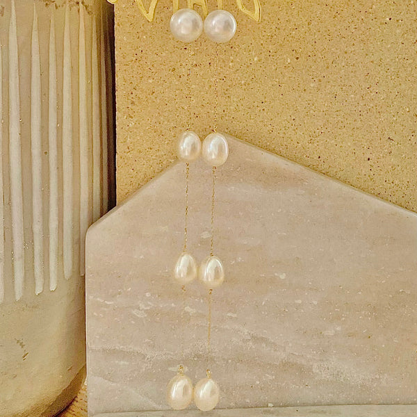 No.1  station  pearl long weddingピアス イヤリング - hikari pearl.