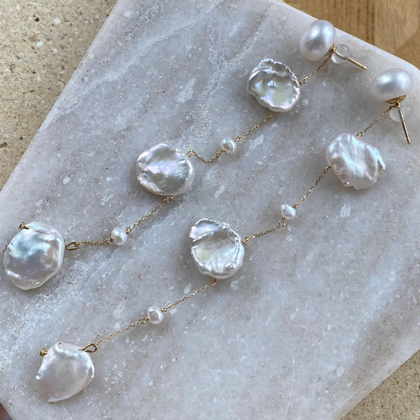 No.6 station  pearl long weddingピアス イヤリング - hikari pearl.
