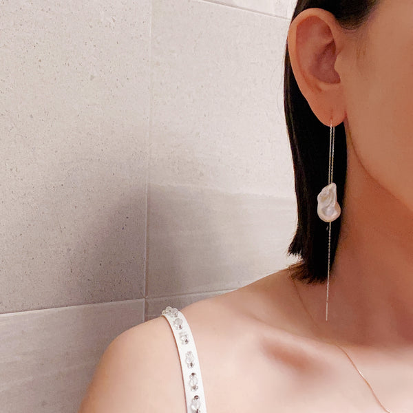 No.19 baroque  pearl long  weddingピアス イヤリング - hikari pearl.