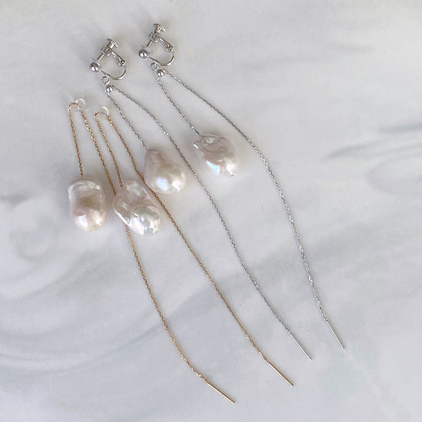 No.19 baroque  pearl long  weddingピアス イヤリング - hikari pearl.