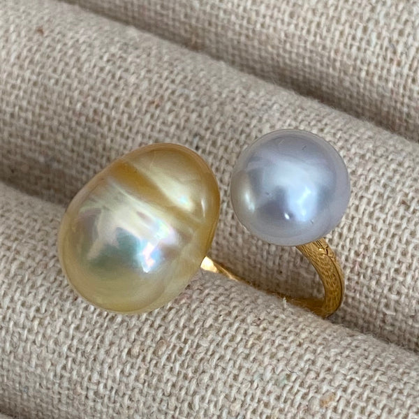 一点もの South Sea pearl  double  pearl ring  リング - hikari pearl.