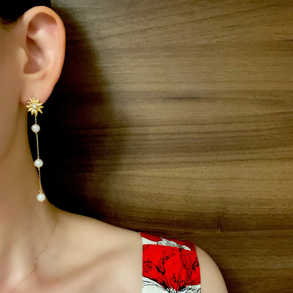marguerite motif asymmetry station イヤーカフ ピアス イヤリング - hikari pearl.
