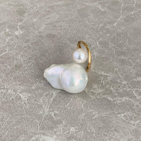 一点もの Special Baroque  pearl double  pearl ring リング - hikari pearl.