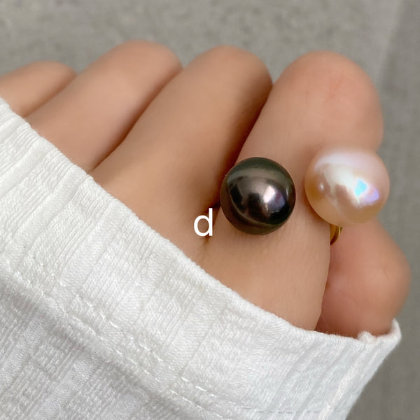 Tahiti  pink  double   pearl ring リング - hikari pearl.