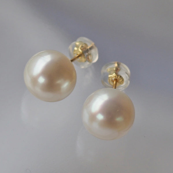 14kgf  Fresh water button  pearl ピアス - hikari pearl.