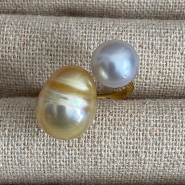 一点もの South Sea pearl  double  pearl ring  リング - hikari pearl.