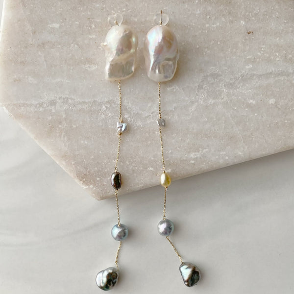一点もの akoya×tahiti×oyster baroque  pearl long ピアス イヤリング - hikari pearl.