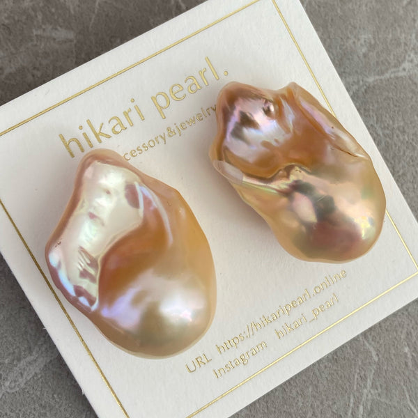 一点もの natural color Special Baroque  pearl ピアス  - hikari pearl.