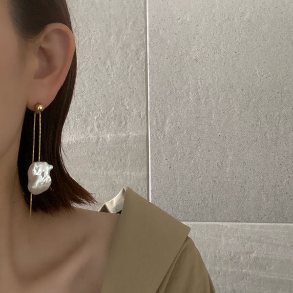 oyster baroque long chain ピアス イヤリング - hikari pearl.