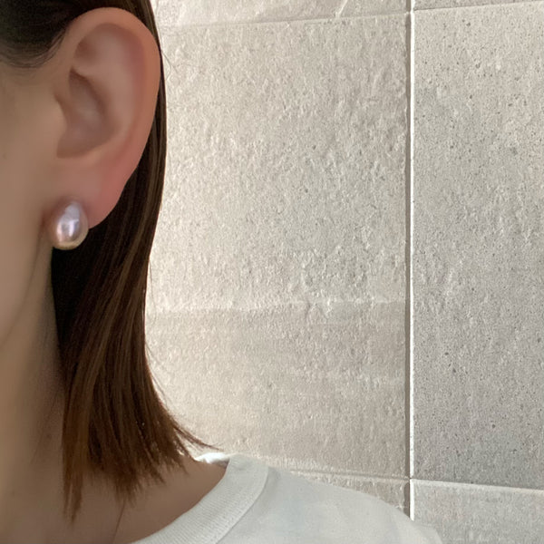 k18 high quality baroque  pearl natural color ピアス イヤリング - hikari pearl.