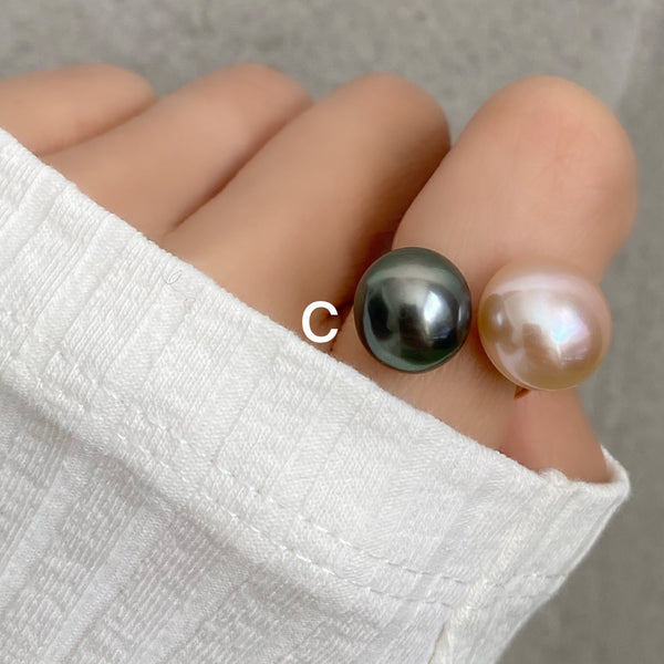 Tahiti  pink  double   pearl ring リング - hikari pearl.