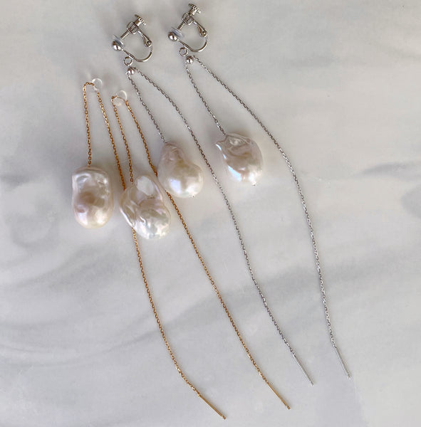 No.19 baroque  pearl long  weddingピアス イヤリング - hikari pearl.