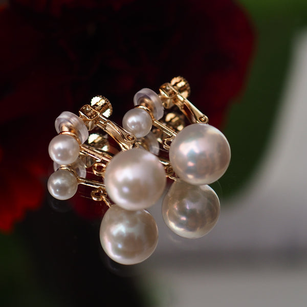 teardrop  double  pearl ピアス イヤリング - hikari pearl.