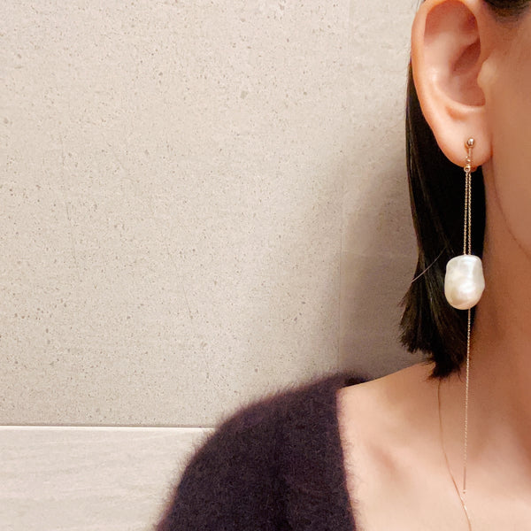 No.19 baroque  pearl long  weddingピアス イヤリング - hikari pearl.