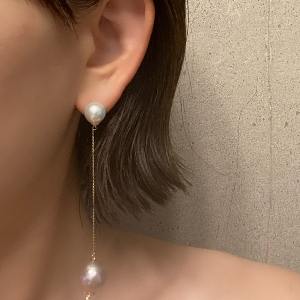 natural color double  pearl long ピアス イヤリング - hikari pearl.