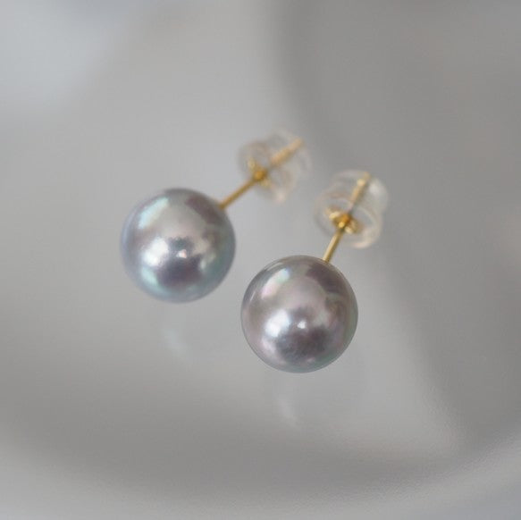 k18 Akoya  pearl natural color ピアス - hikari pearl.