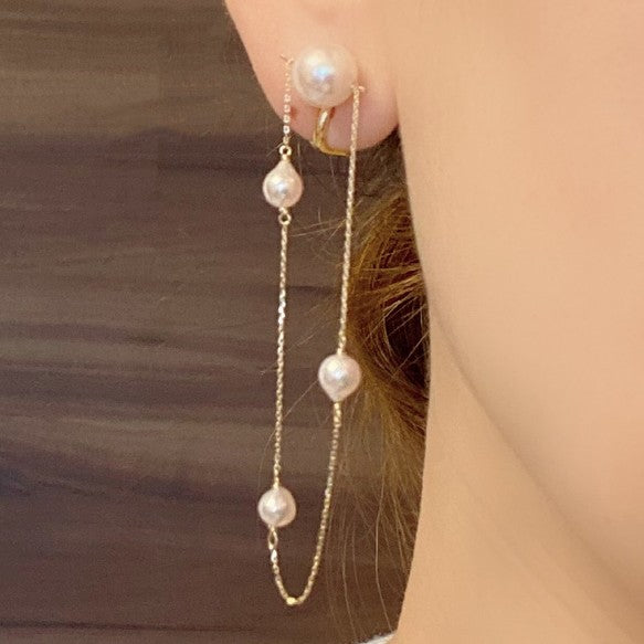 k18 Akoya pearl station Circle ピアス イヤリング - hikari pearl.