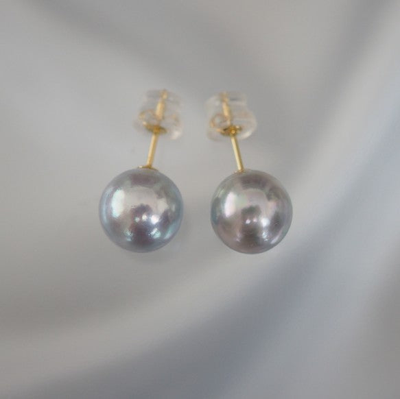 k18 Akoya  pearl natural color ピアス - hikari pearl.