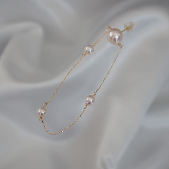 k18 Akoya pearl station Circle ピアス イヤリング - hikari pearl.