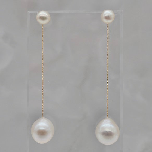 k18 teardrop Fresh water ピアス イヤリング - hikari pearl.