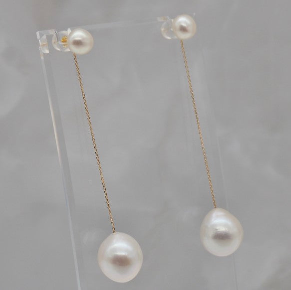 k18 teardrop Fresh water ピアス イヤリング - hikari pearl.