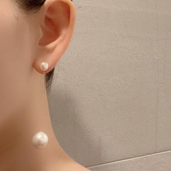k18 teardrop Fresh water ピアス イヤリング - hikari pearl.