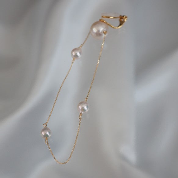 k18 Akoya pearl station Circle ピアス イヤリング - hikari pearl.