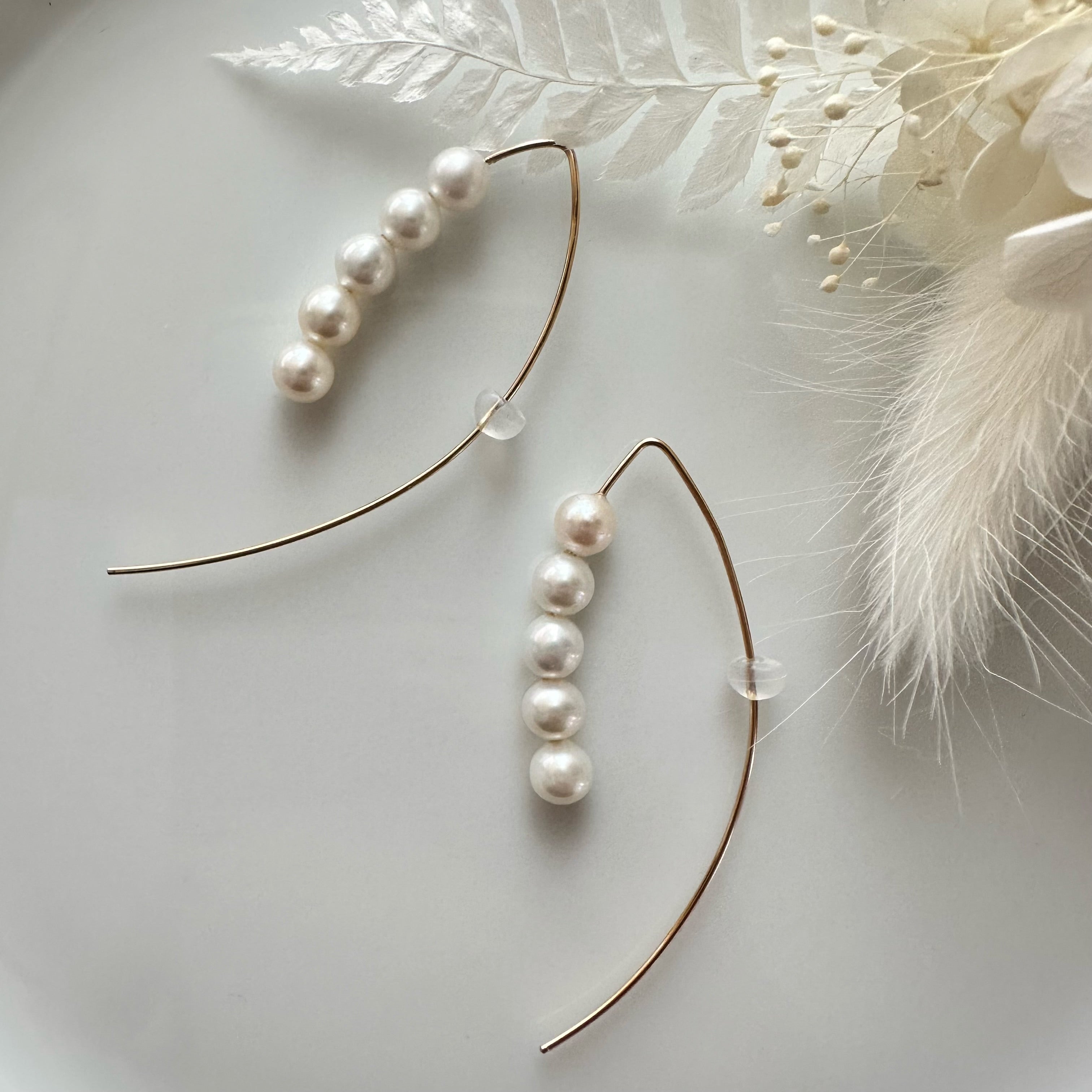 14kgf  5  pearls marquis ピアス - hikari pearl.