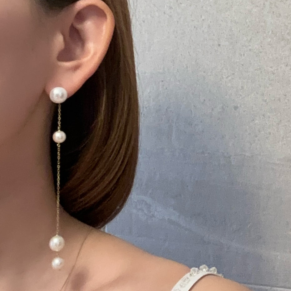 No.17 asymmetry wedding long ピアス　イヤリング - hikari pearl.