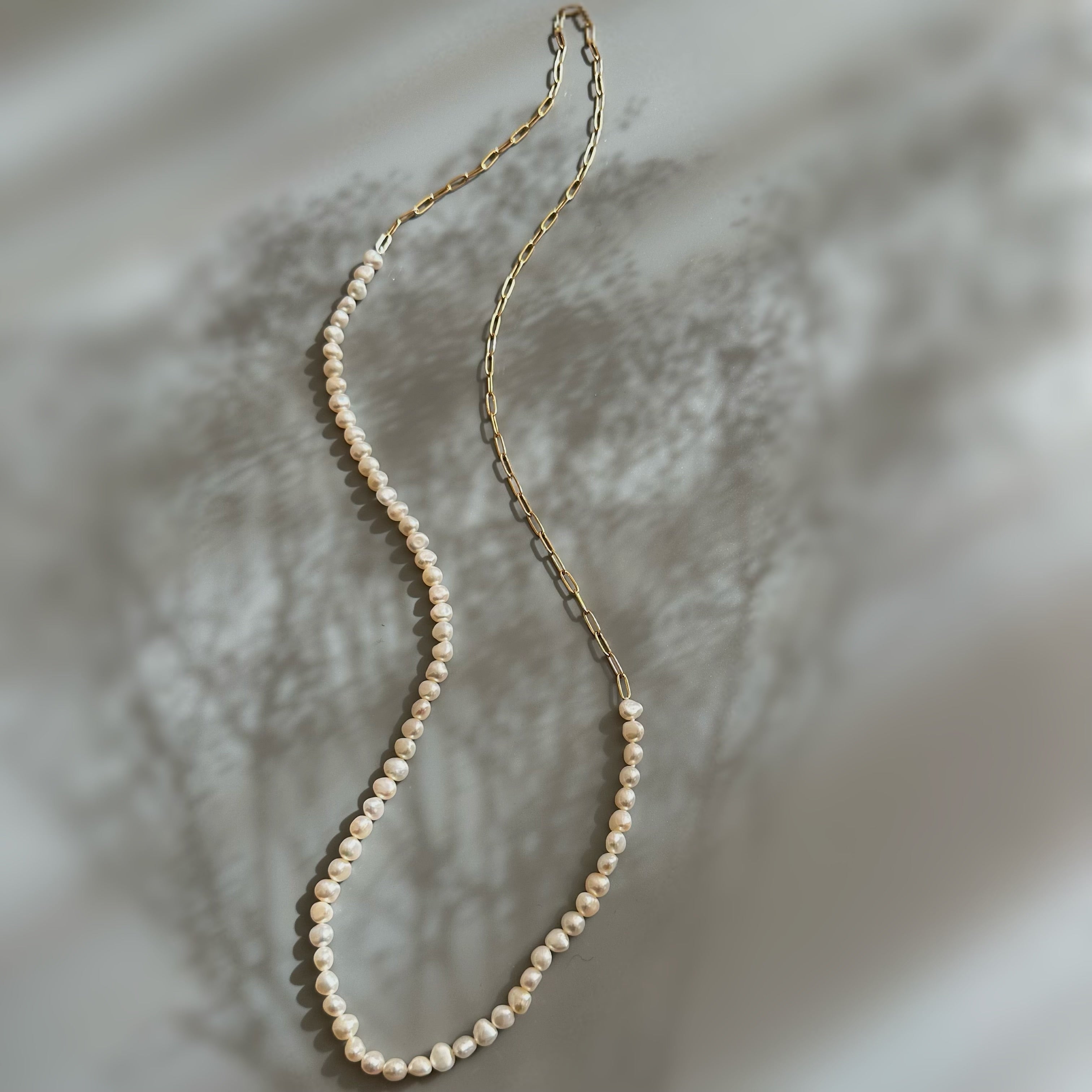 "bellbind ベルバインド"  ペーパークリップチェーン　パール　ロングネックレス　（長さオーダー可） - hikari pearl.