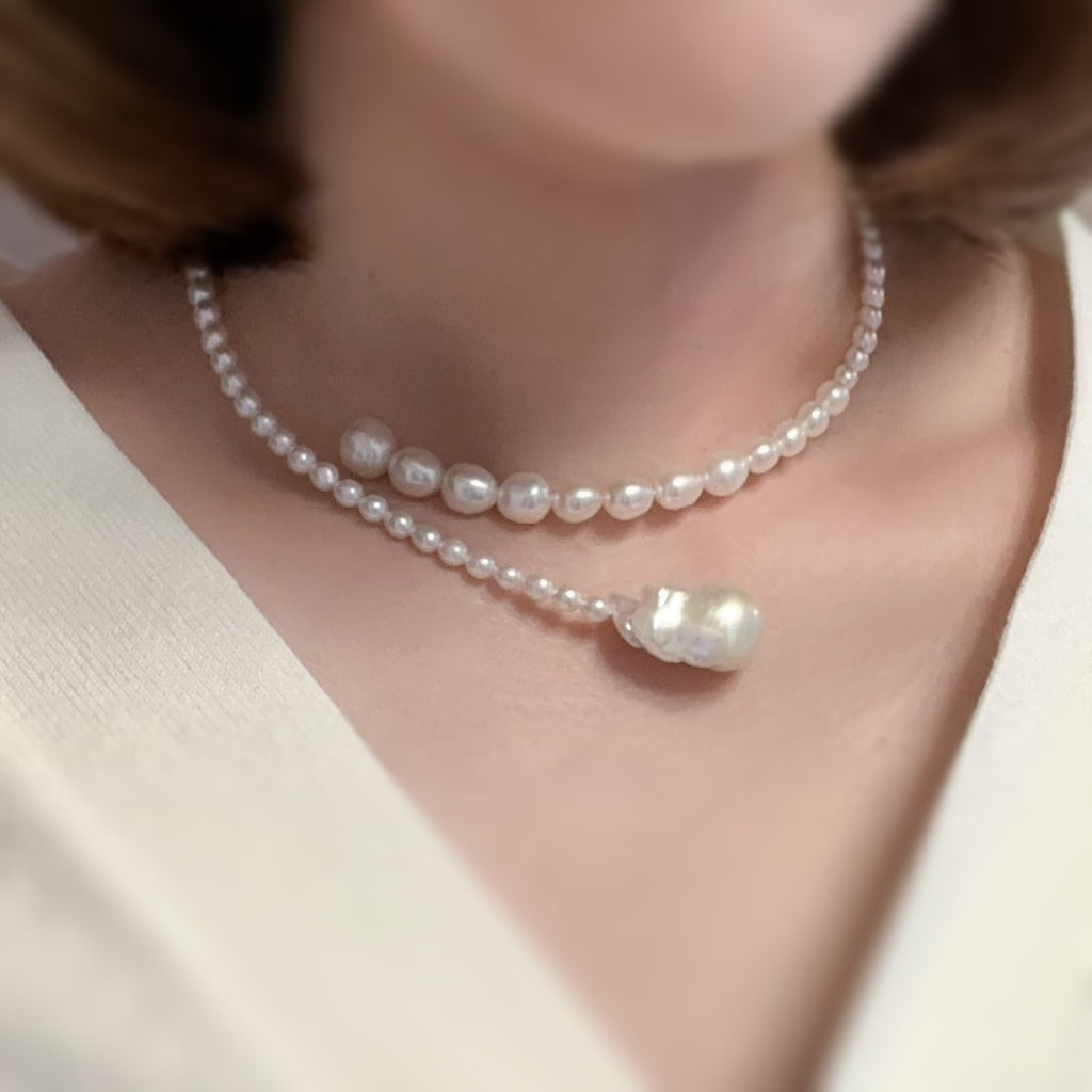 "Peony Baroque  ピオニーバロック"  グラデーションパール　チョーカー　ネックレス