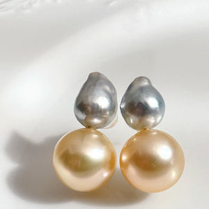一点もの　k10 Akoya South Sea pearl double pearl ピアス