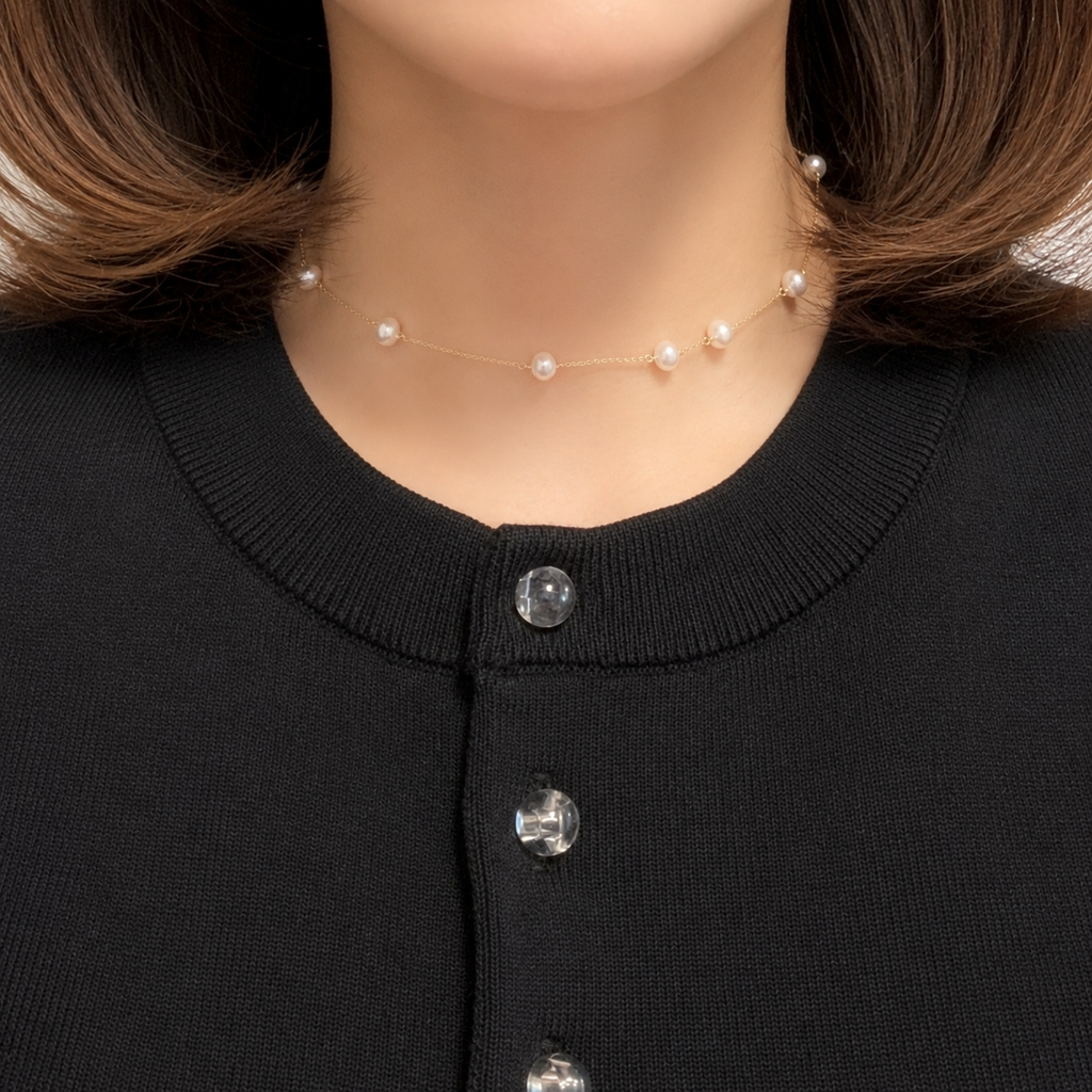 "Mimosa pearl necklace "ベビーパール　k10  チョーカーネックレス
