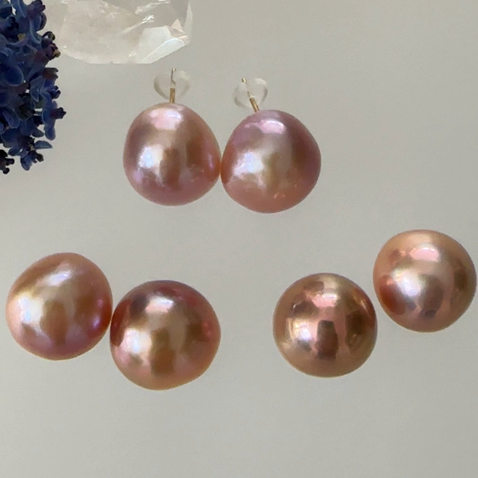 一点もの　natural color pink purple orange 14mmUP ピアス　イヤリング