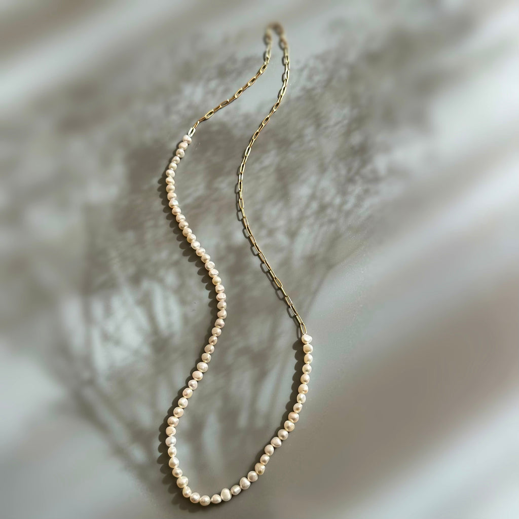 "bellbind ベルバインド"  ペーパークリップチェーン　パール　ロングネックレス　（長さオーダー可） - hikari pearl.