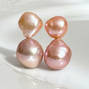 一点もの　k18 sunset color double  pearl ピアス
