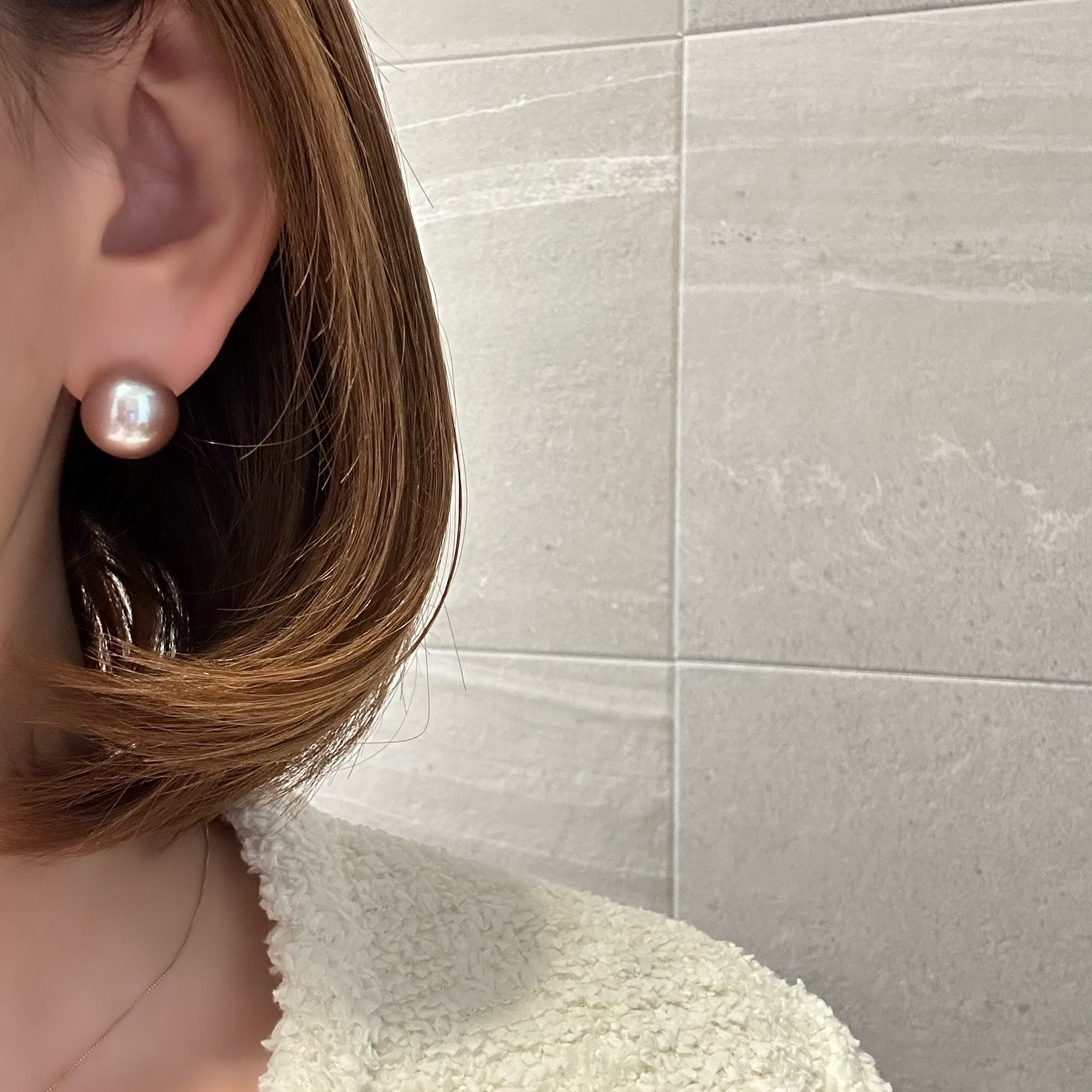 一点もの　k18 pink  pearl 13mm  purple - hikari pearl.