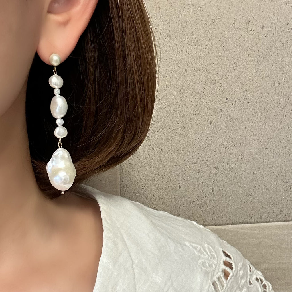 oyster baroque  pearl nuance ピアス　イヤリング - hikari pearl.