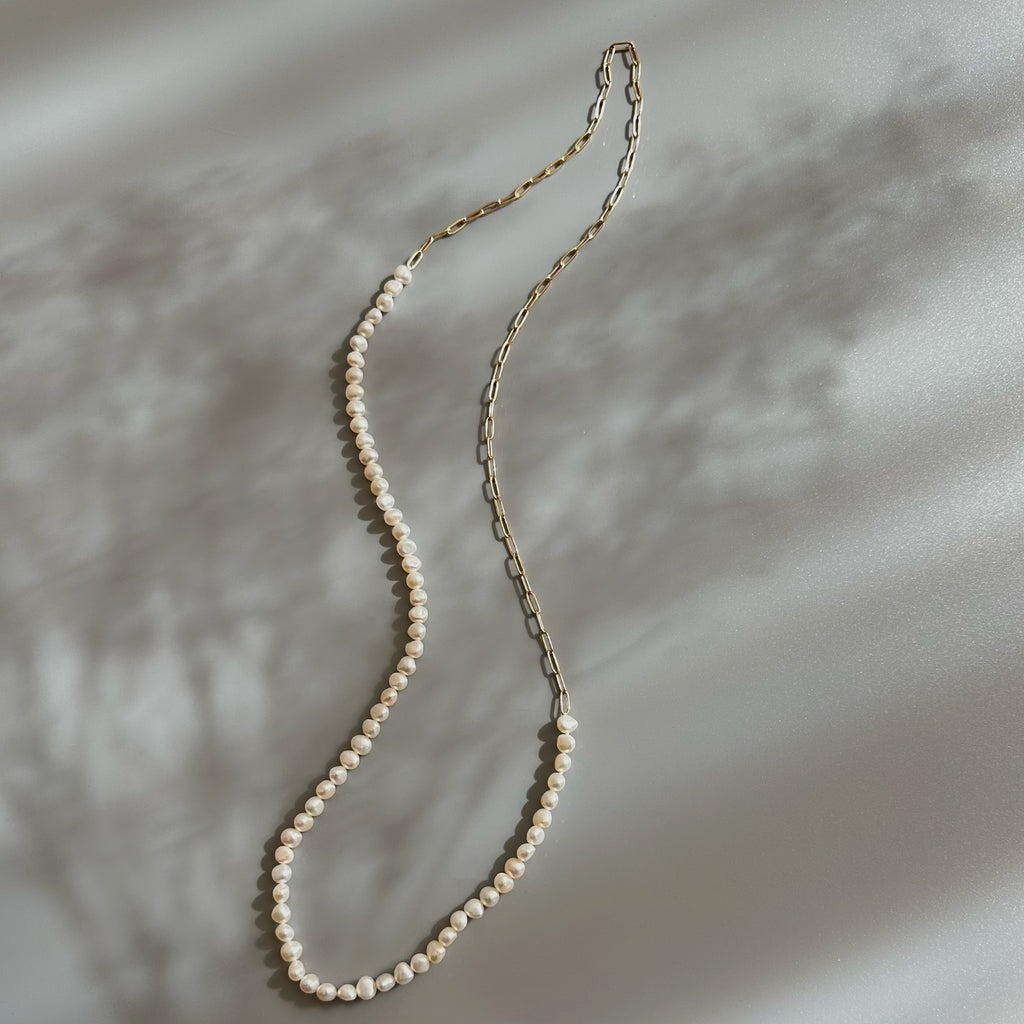 "bellbind ベルバインド"  ペーパークリップチェーン　パール　ロングネックレス　（長さオーダー可） - hikari pearl.