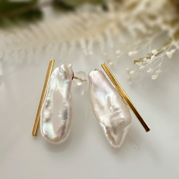 Baguette Keshi Pearl Earrings